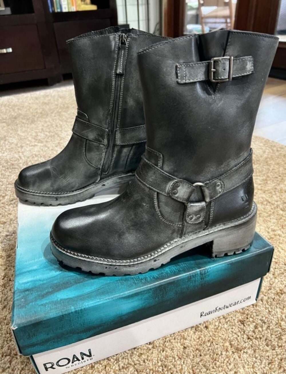 Roan by Bed Stu Emerson Women's Black Napa Moto Boot